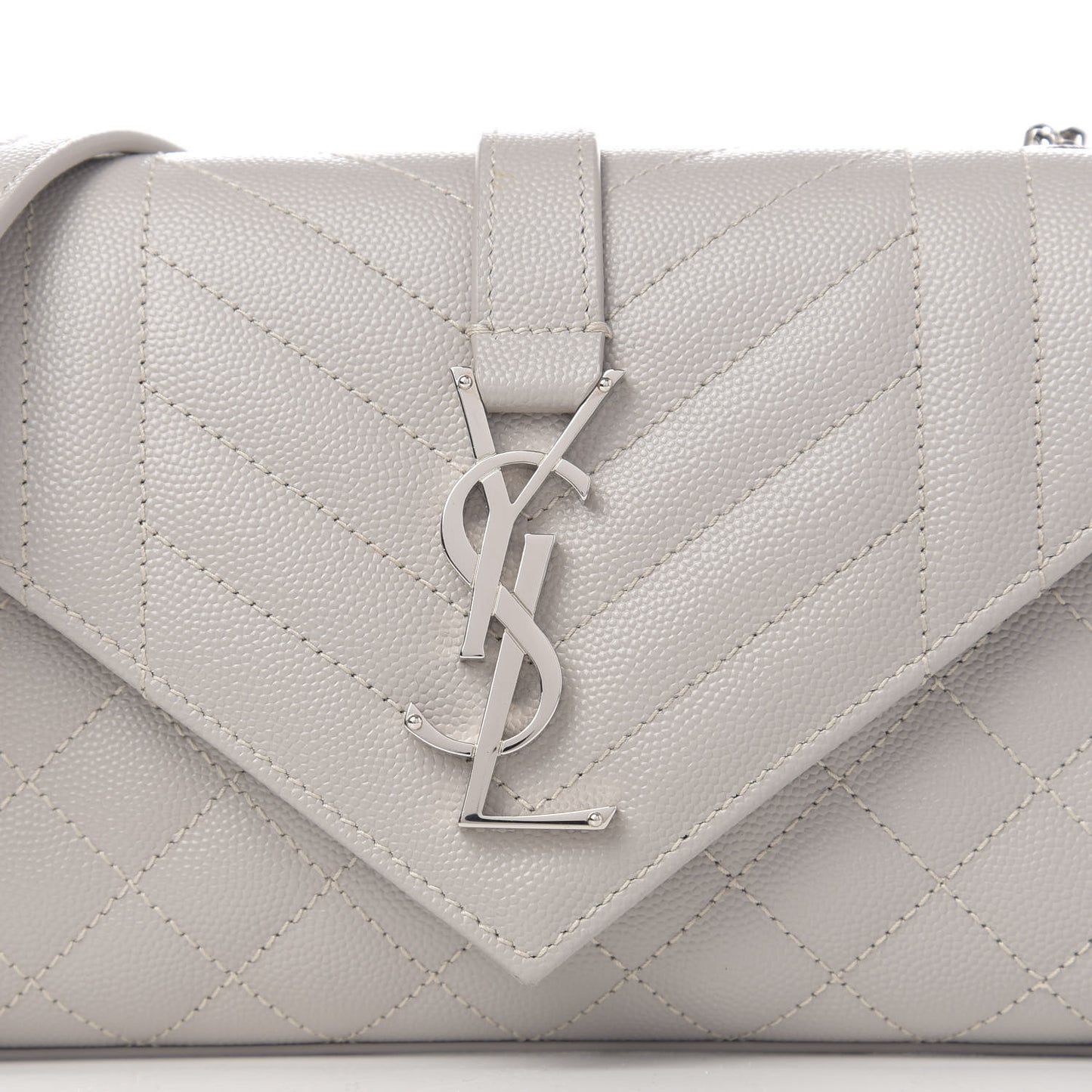Grain De Poudre Textured Mixed Matelasse Triquilt Small Monogram Satchel Optical White