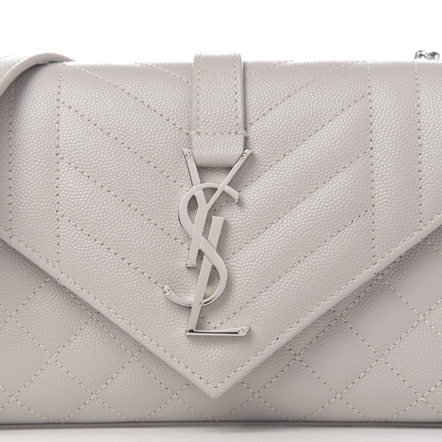 Saint Laurent Grain De Poudre Textured Mixed Matelasse Triquilt Small Monogram Satchel Optical White 10 of 10