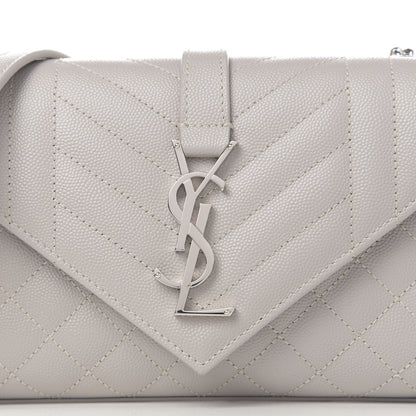 Saint Laurent Grain De Poudre Textured Mixed Matelasse Triquilt Small Monogram Satchel Optical White 10 of 10