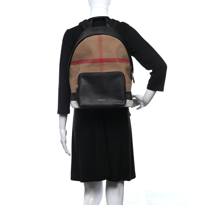 Burberry Mega Check Calfskin Abbeydale Simple Backpack Black Camel 2 of 10
