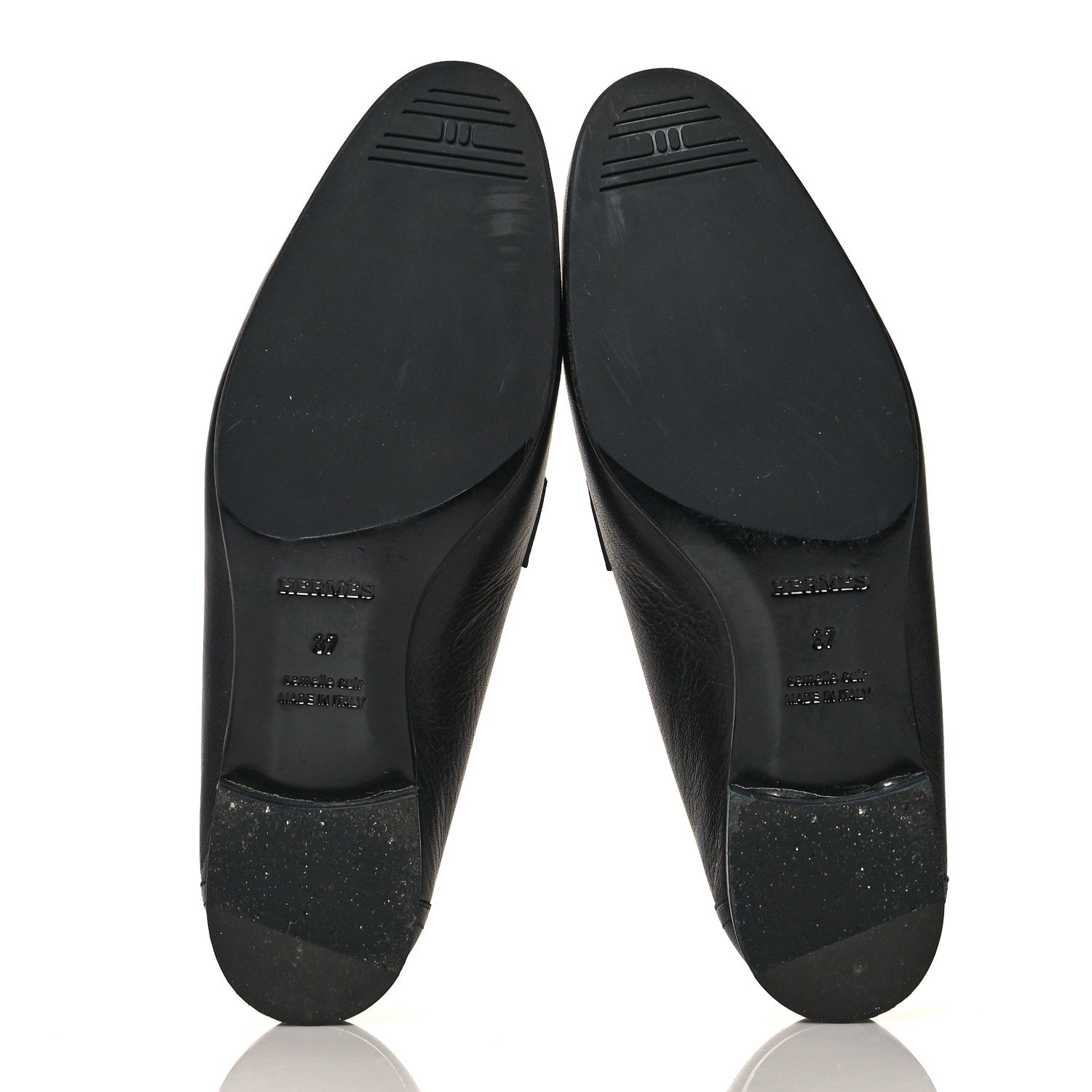 Hermes Goatskin Womens Paris Loafers 37 Black 5 of 9