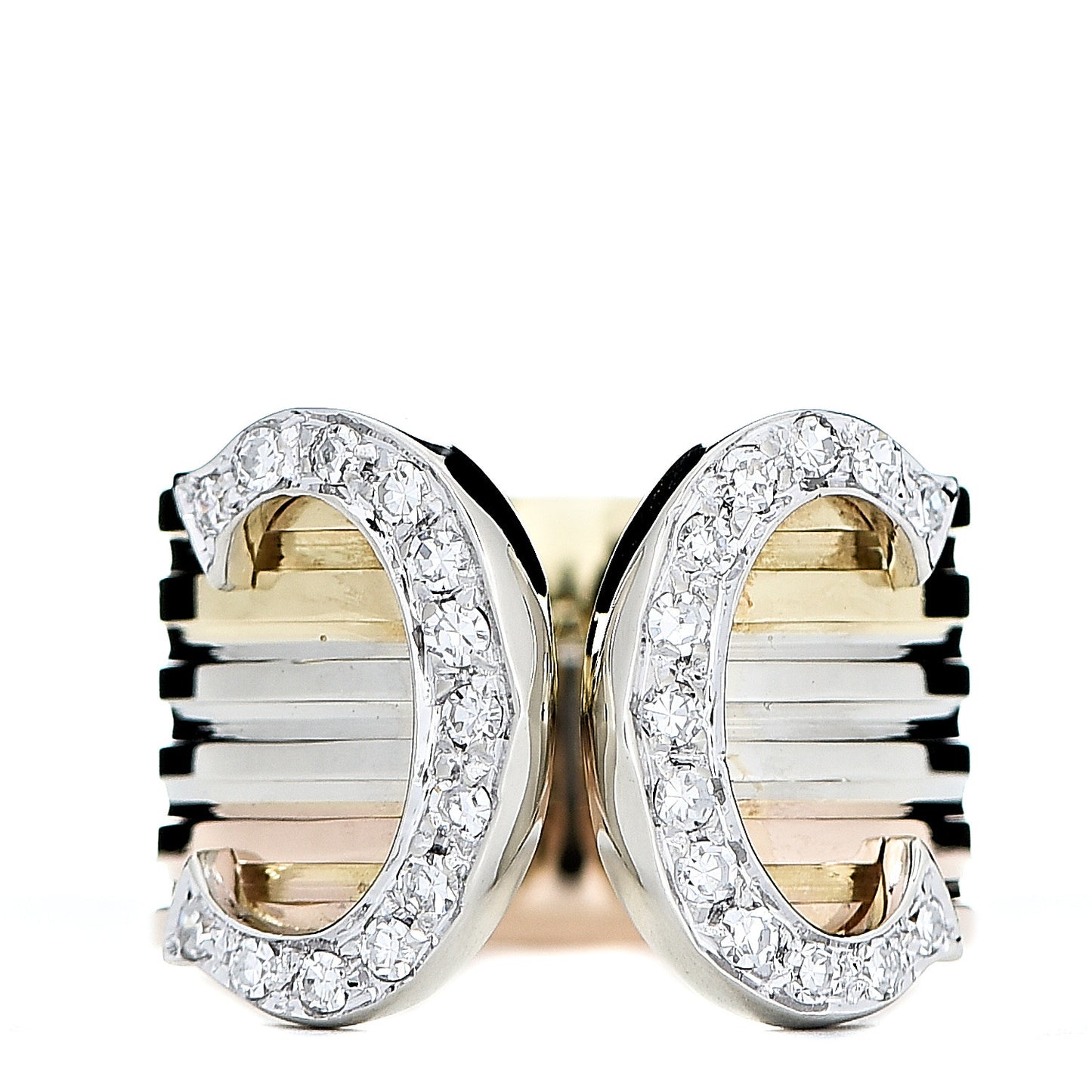18K Pink Yellow White Gold Diamond C De Ring 49 4.75
