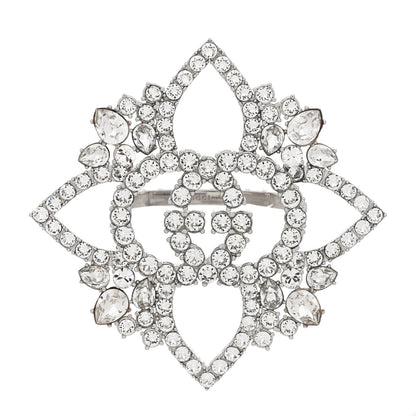 Gucci Metal Crystal Interlocking G Flower Ring M Silver 1 of 6
