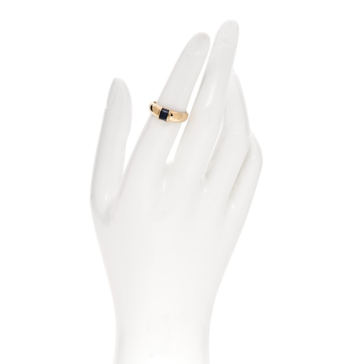 18K Yellow Gold Blue Sapphire Baguette Ring 50 5.5