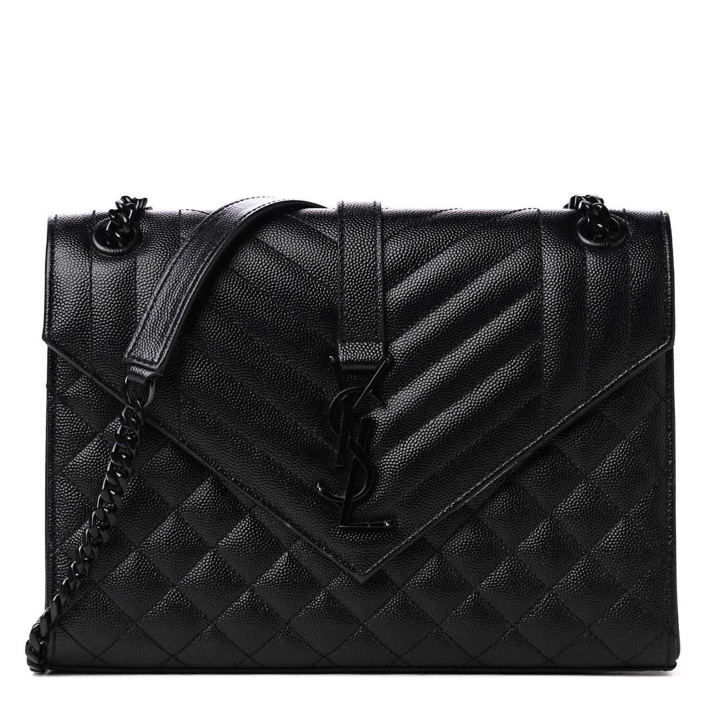 Grain De Poudre Textured Mixed Matelasse Triquilt Medium Monogram Satchel Black
