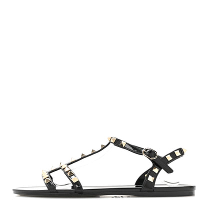 Valentino Garavani PVC Jelly Rockstud Caged Sandals 40 Black 1 of 8