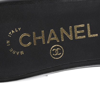 Chanel Lambskin Camellia Sandals 39.5 Black White 7 of 8