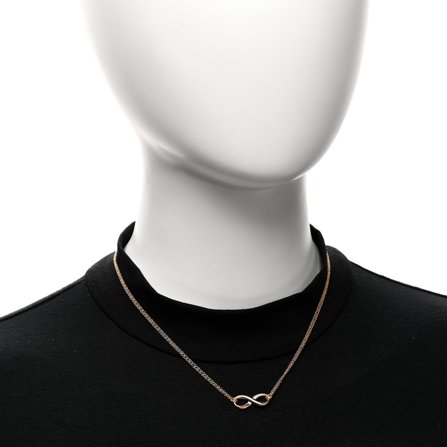 18K Rose Gold Infinity Double Chain Pendant Necklace