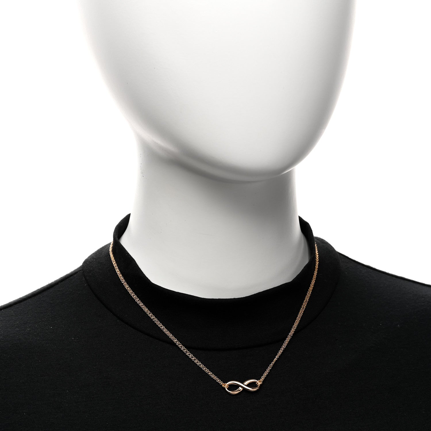Tiffany 18K Rose Gold Infinity Double Chain Pendant Necklace 2 of 4
