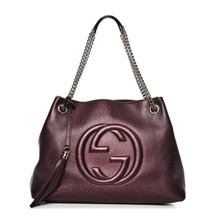 Gucci Metallic Cellarius Calfskin Medium Soho Chain Shoulder Bag Classic Burgundy 1 of 13