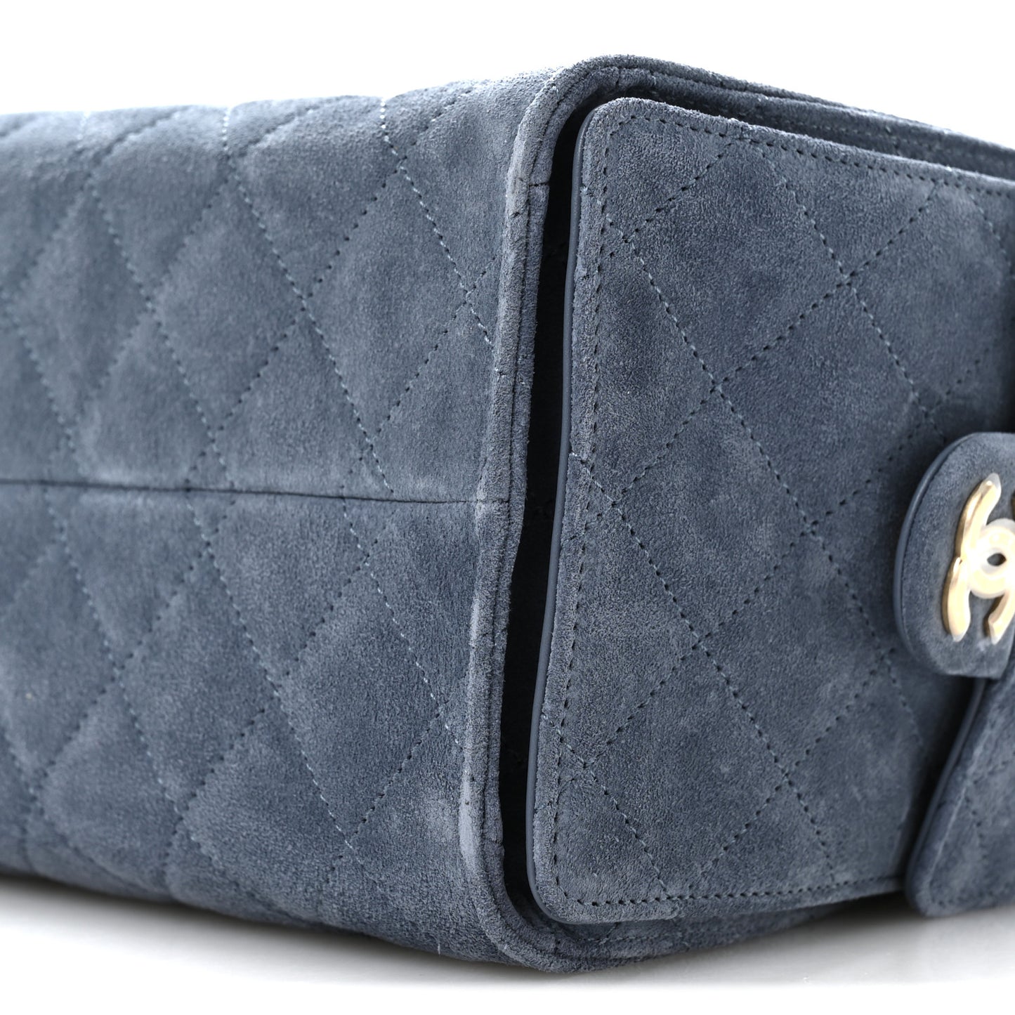 Suede Quilted Small Chanel 25 Handbag Blue