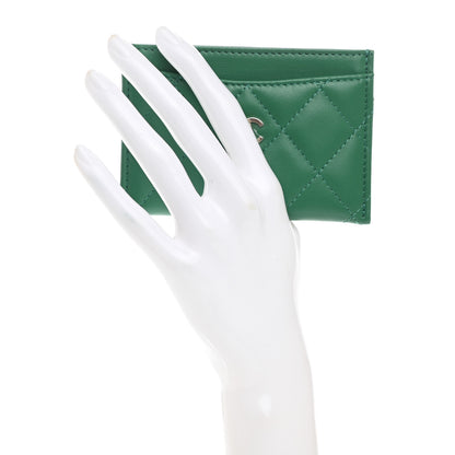 Chanel Lambskin Quilted Card Holder Green 2 of 9