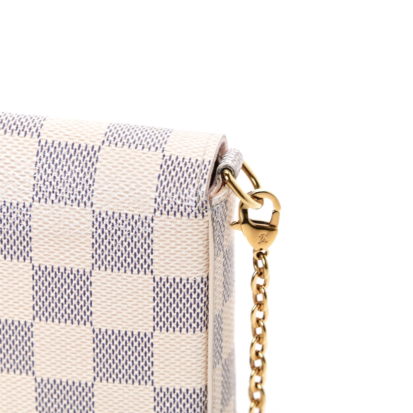 Damier Azur Pochette Felicie Chain Wallet Rose Ballerine