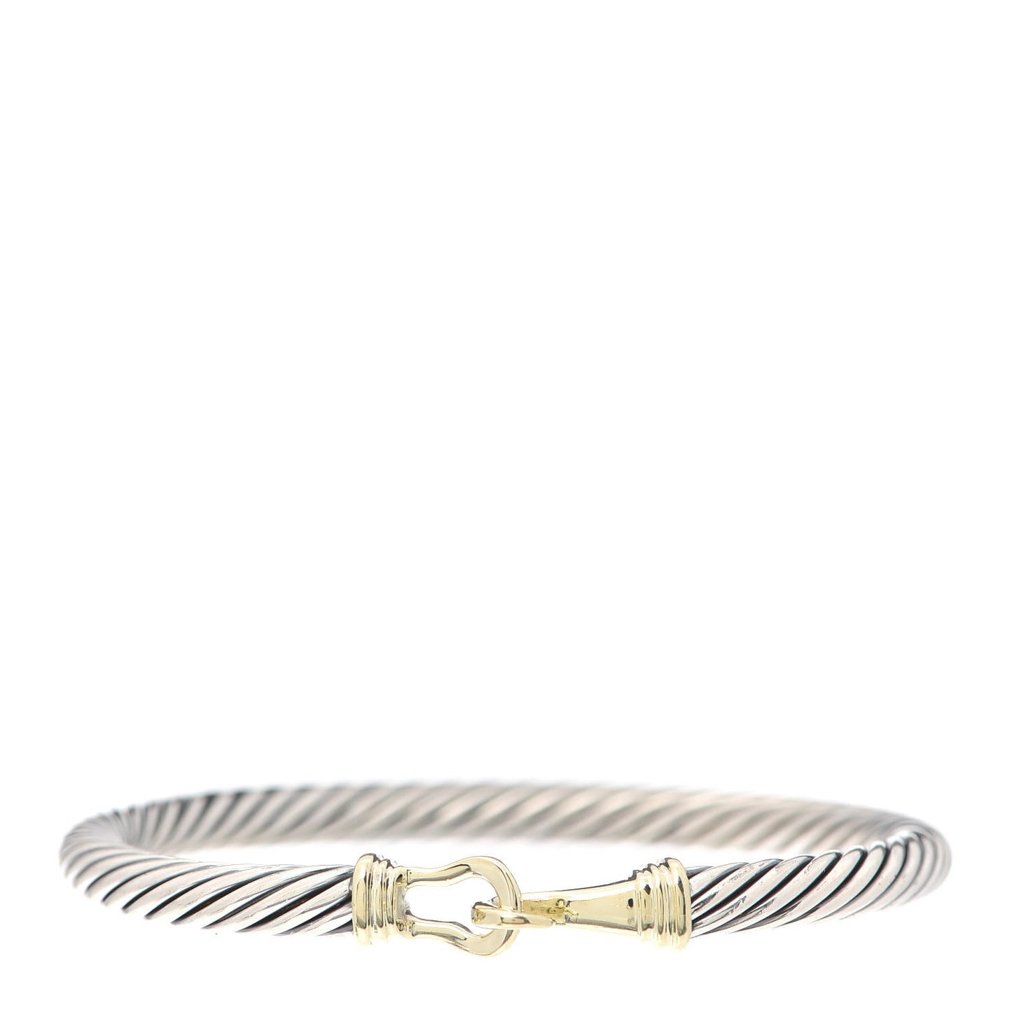 Sterling Silver 14K Yellow Gold 5mm Cable Classic Buckle Bracelet