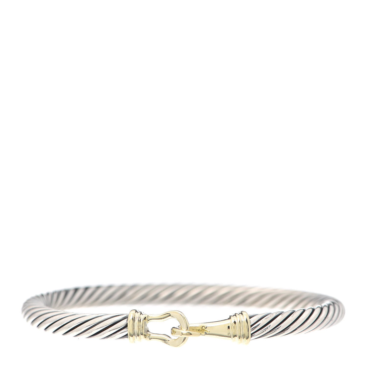David Yurman Sterling Silver 14K Yellow Gold 5mm Cable Classic Buckle Bracelet 1 of 5