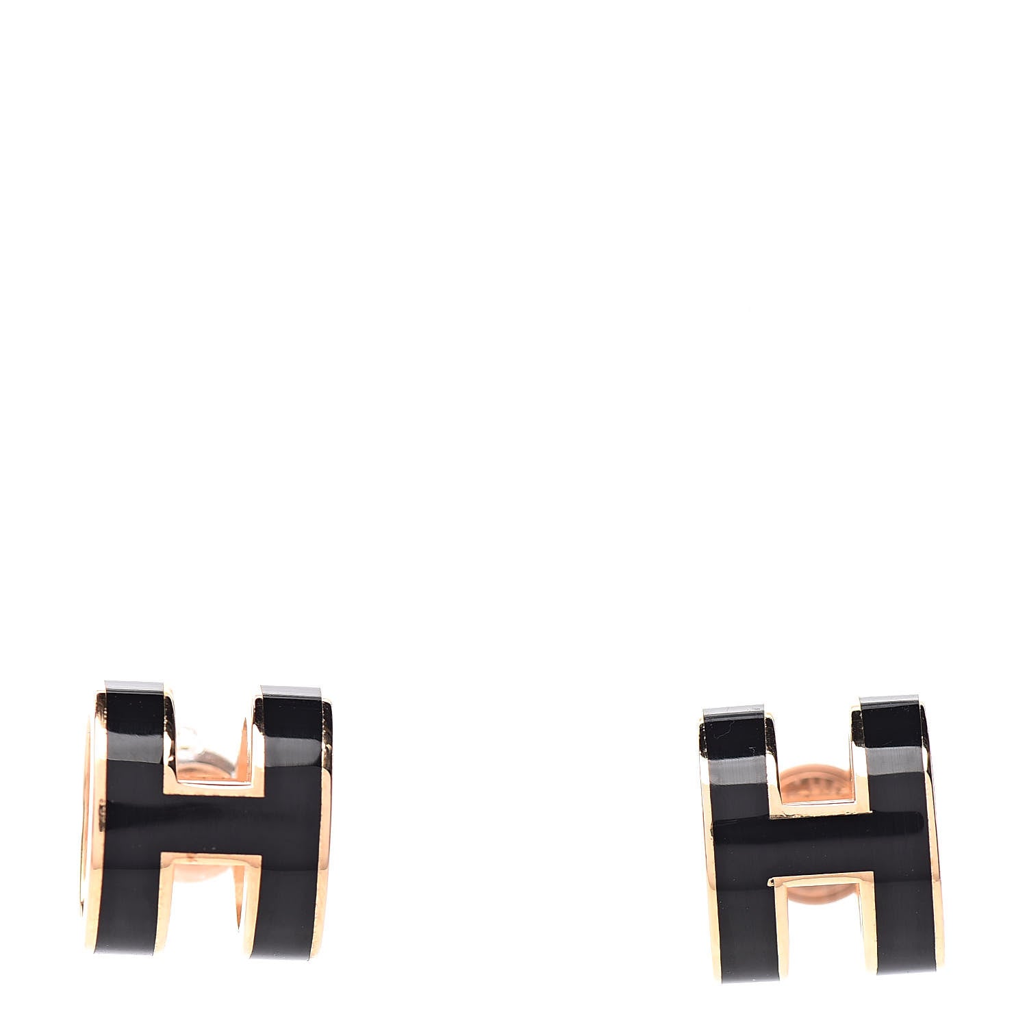 Hermes Gold Lacquered Pop H Earrings Black 1 of 4