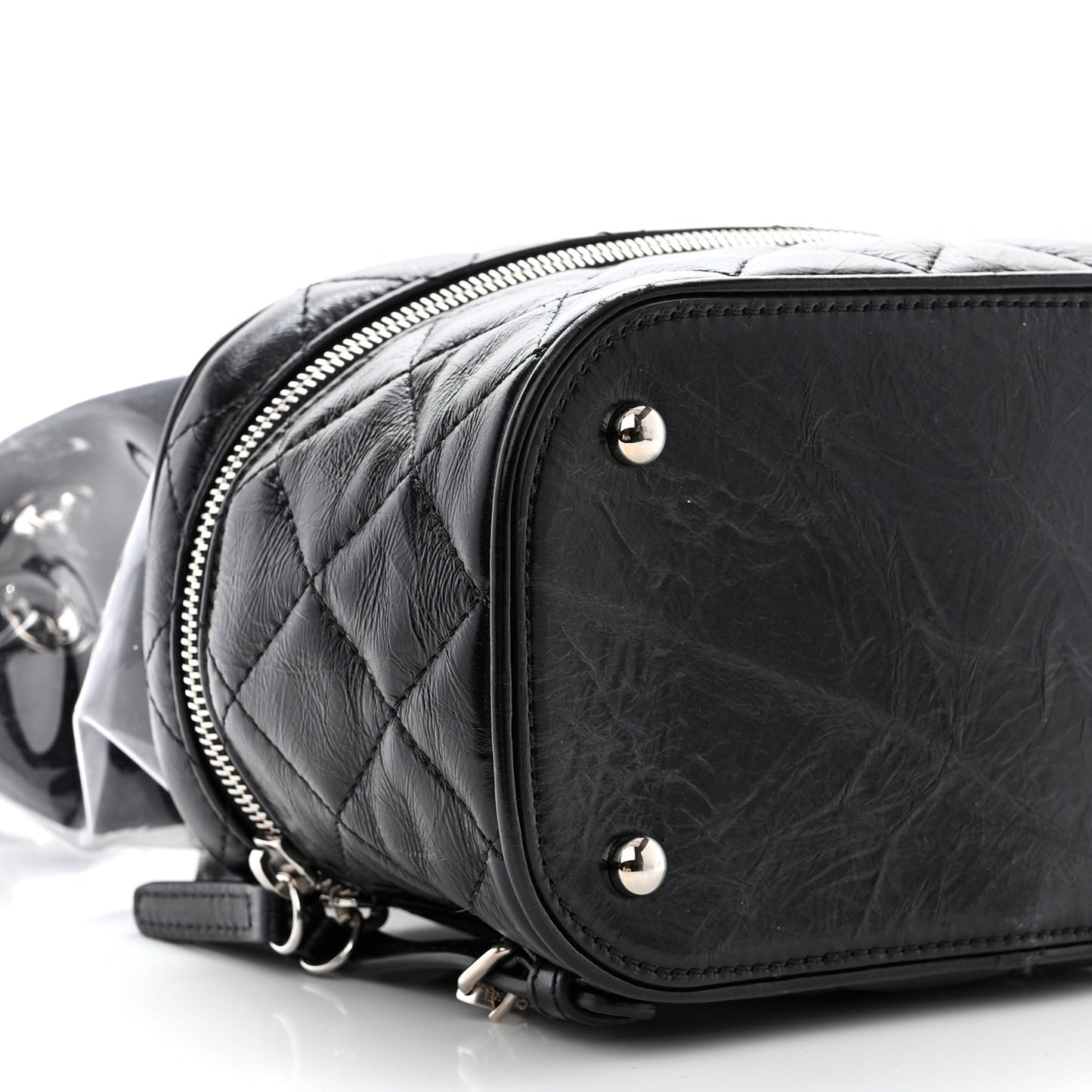 Crumpled Calfskin PVC Quilted Backpack Black