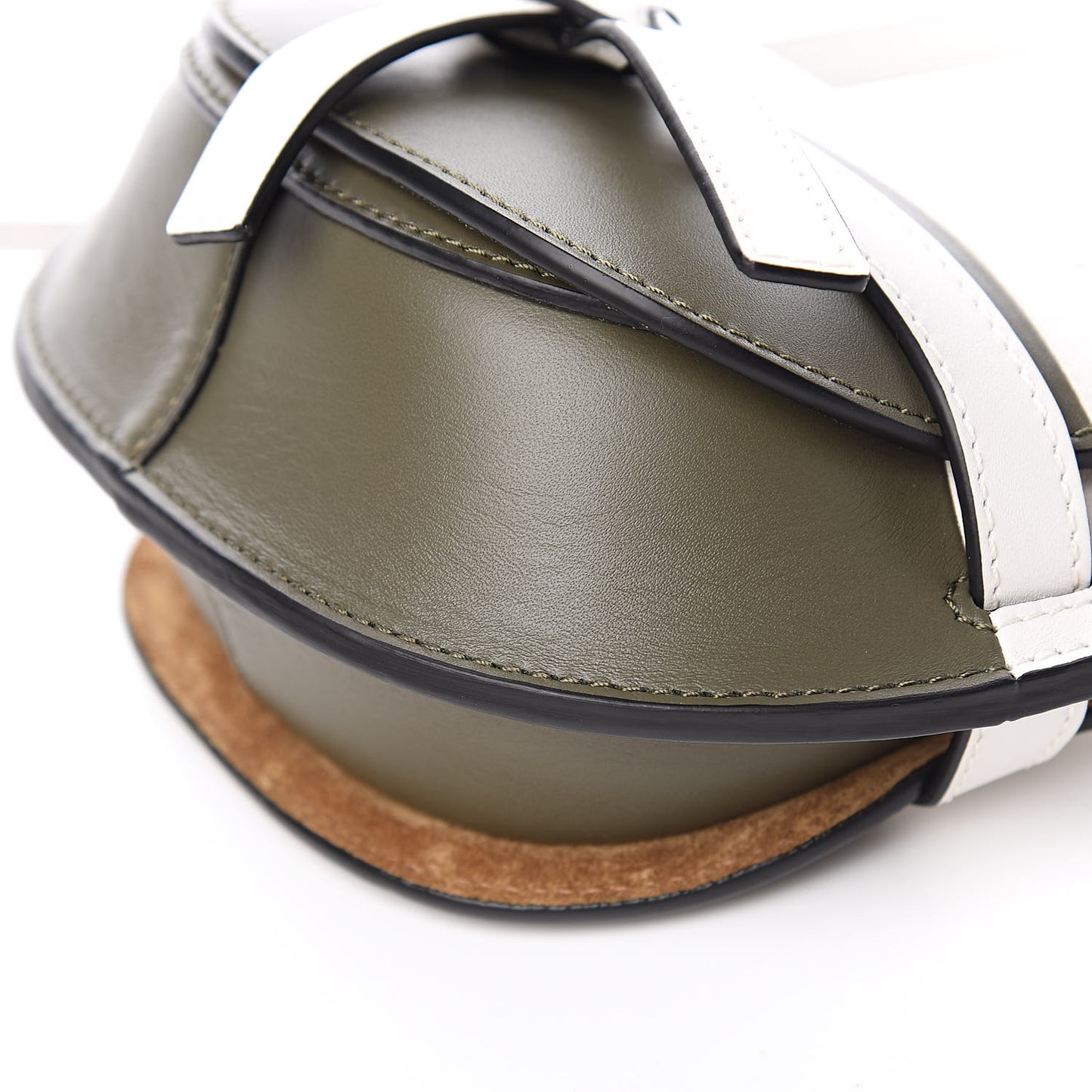 Calfskin Mini Gate Crossbody Bag Khaki Green Soft White