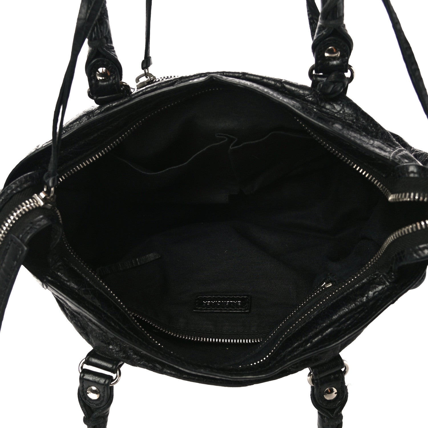Balenciaga Agneau Classic Silver Hardware S City Logo Strap Black White 5 of 9