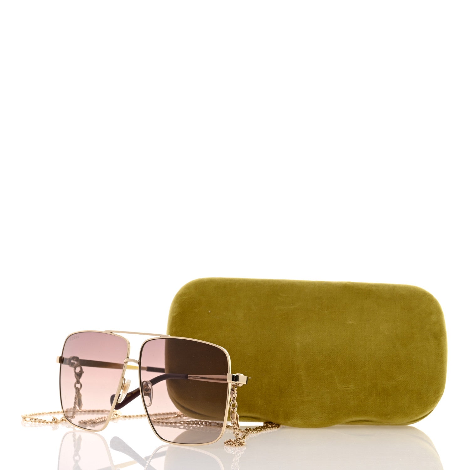 Gucci Metal Navigator Square Chain Sunglasses GG1089S Gold Pink 8 of 8