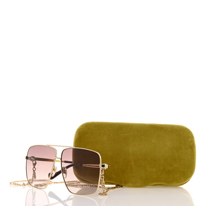 Gucci Metal Navigator Square Chain Sunglasses GG1089S Gold Pink 8 of 8