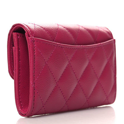 Chanel Caviar Quilted Flap Card Holder Wallet Fuchsia 3 of 9