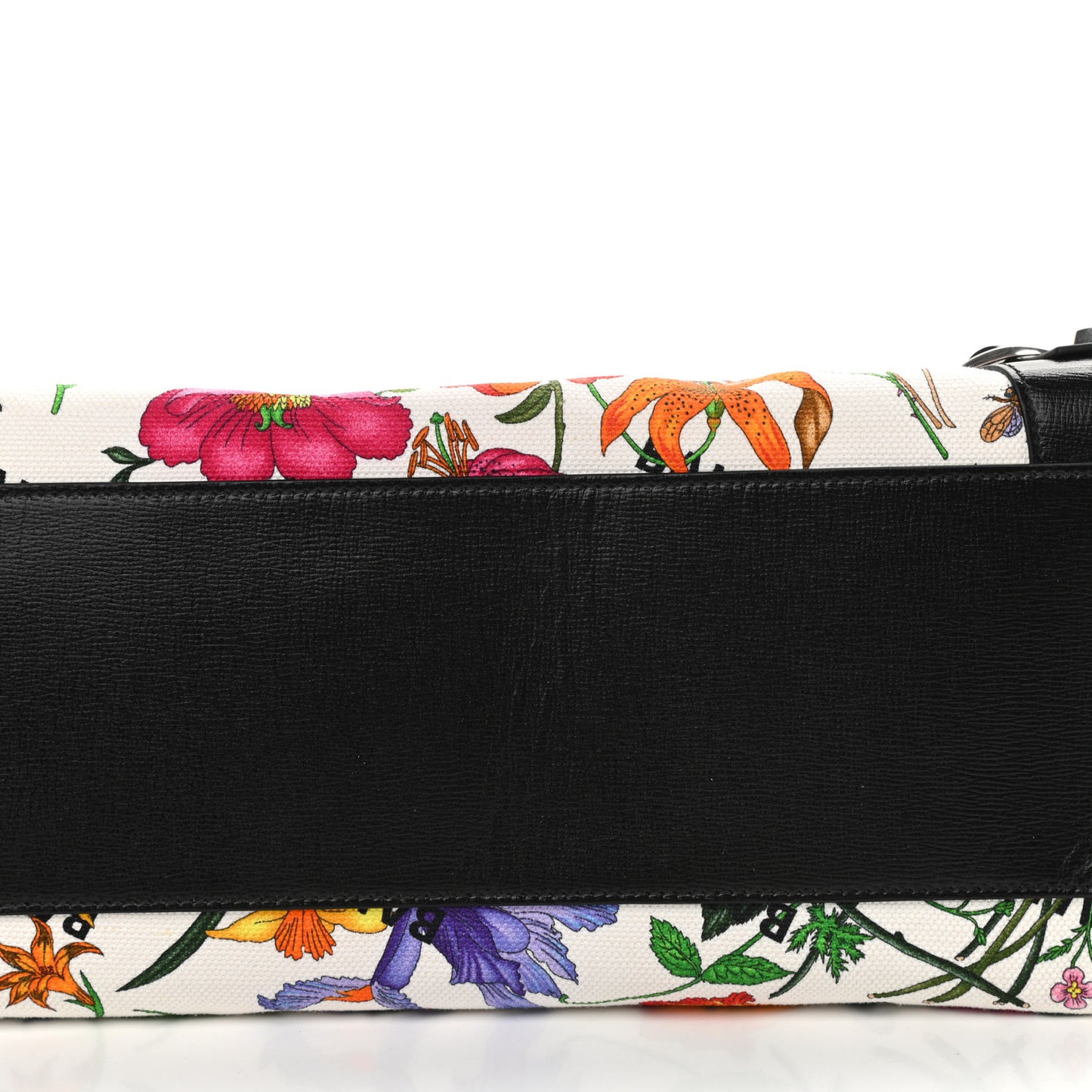 X GUCCI Canvas Azalea Calfskin Flora Logo Print Neo Classic Silver Hardware Medium City White Multicolor Black