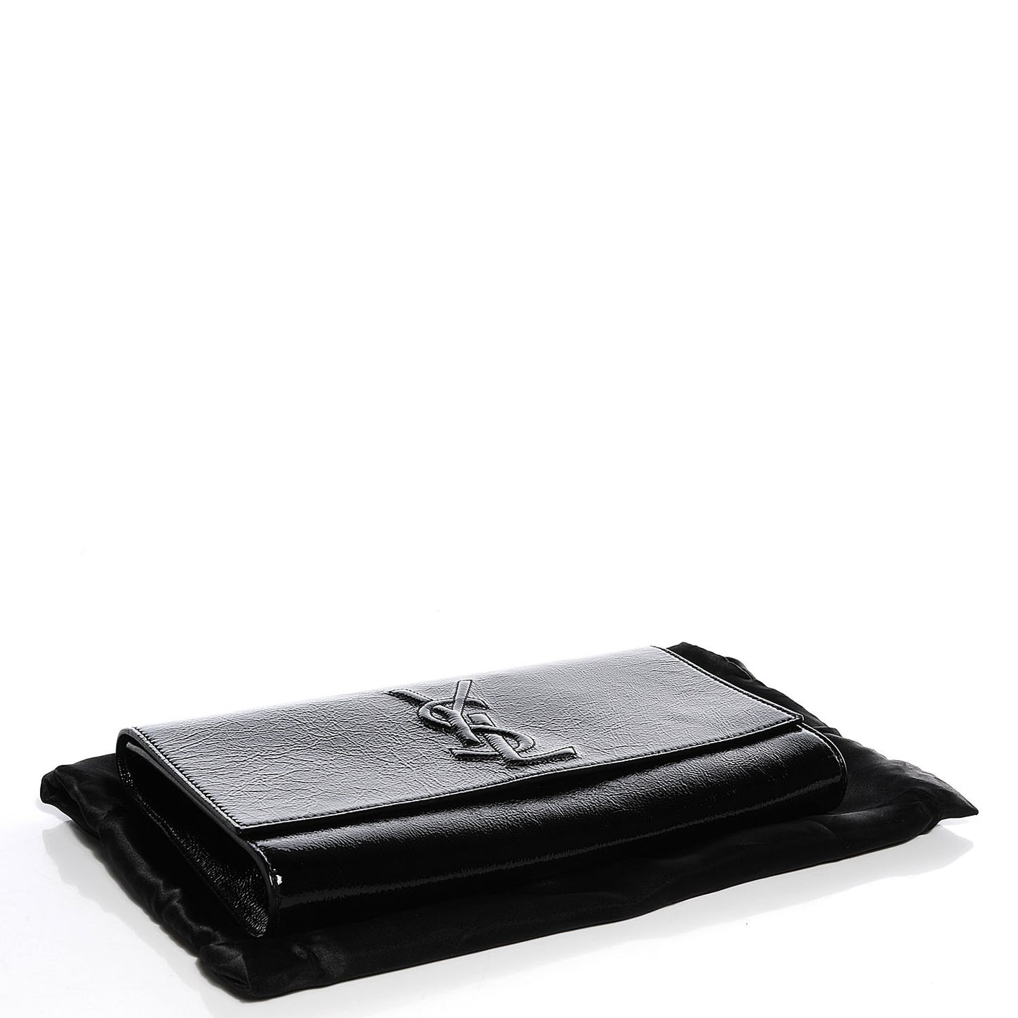 Textured Patent Monogram Large Belle De Jour Clutch Black