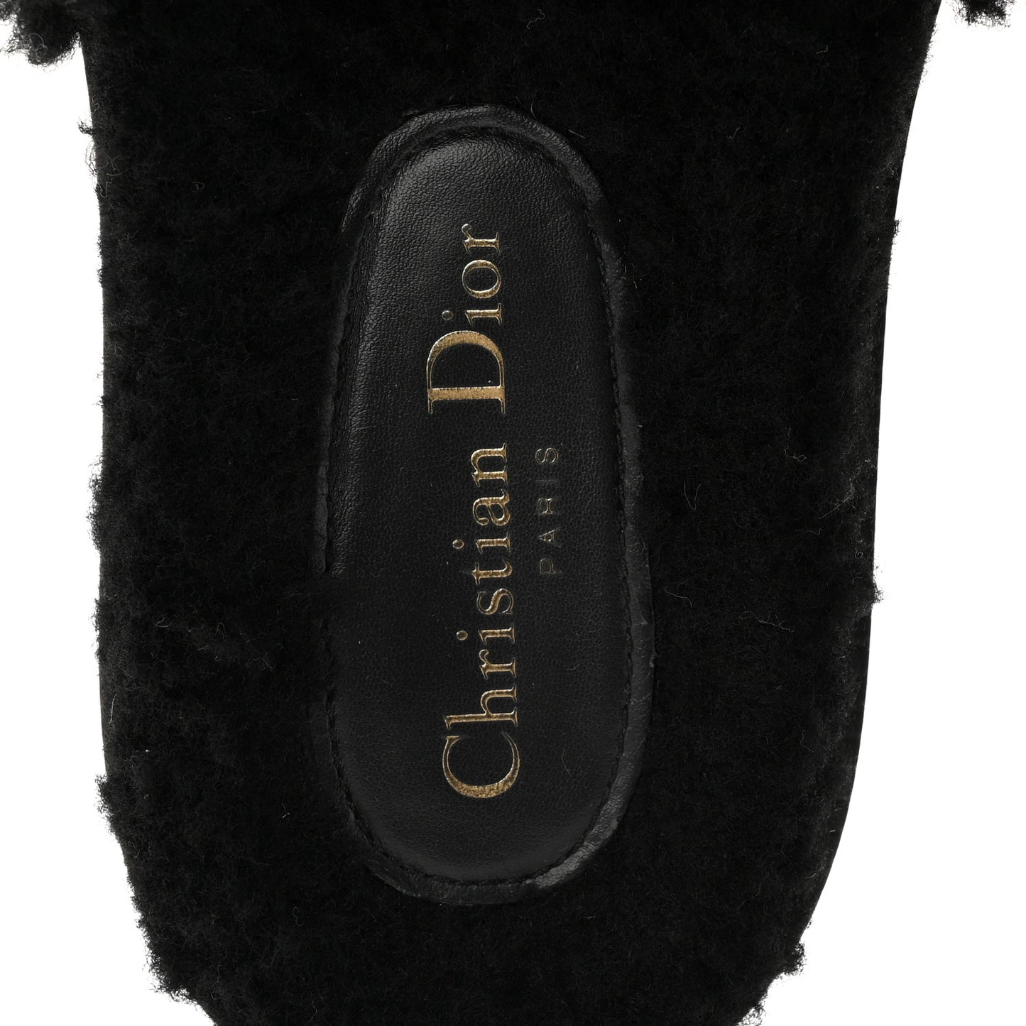 Shearling Canvas Lurex Embroidered Dway 10mm Slide Sandals 36 Black Natural