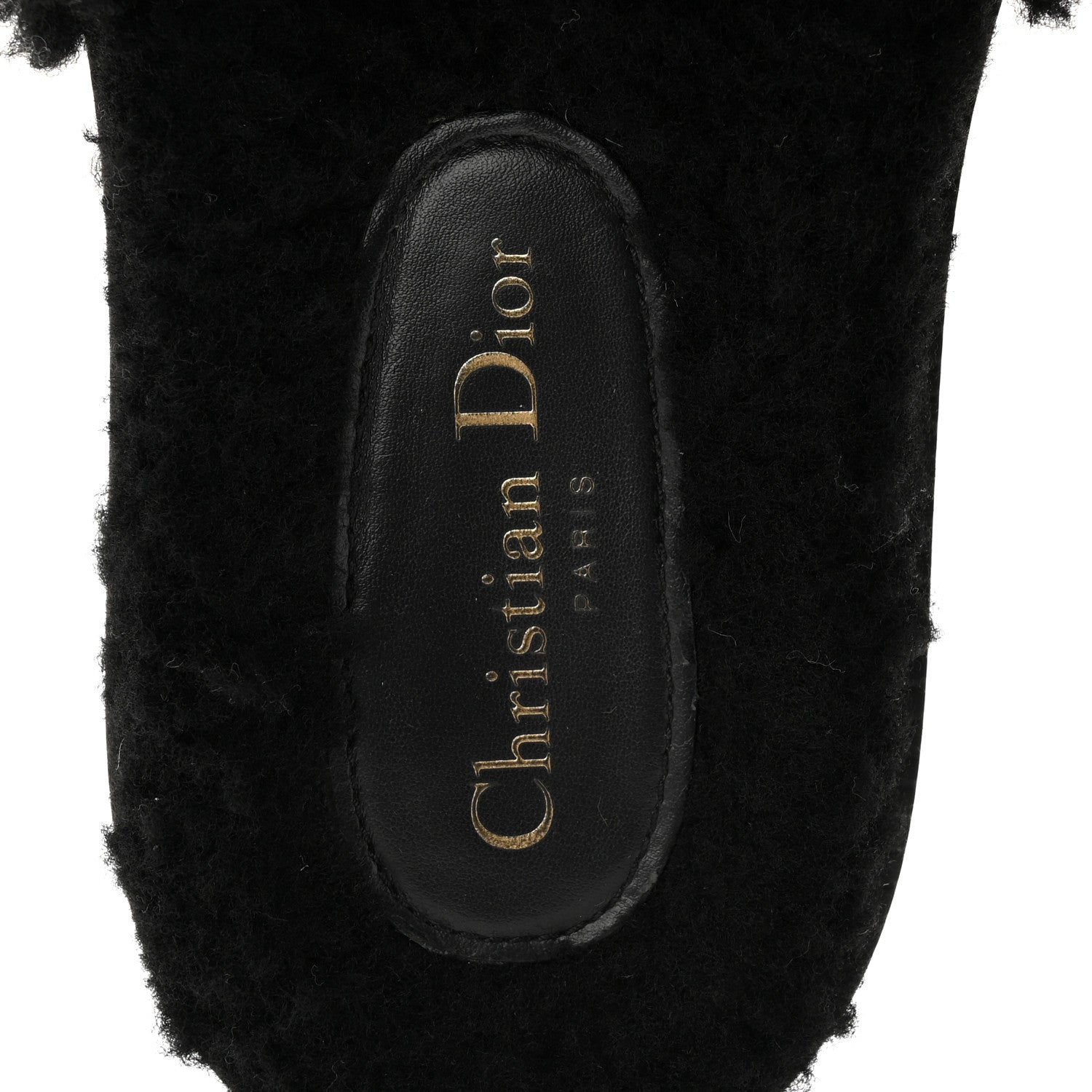 Christian Dior Shearling Canvas Lurex Embroidered Dway 10mm Slide Sandals 36 Black Natural 8 of 9