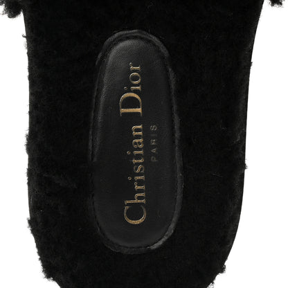 Christian Dior Shearling Canvas Lurex Embroidered Dway 10mm Slide Sandals 36 Black Natural 8 of 9
