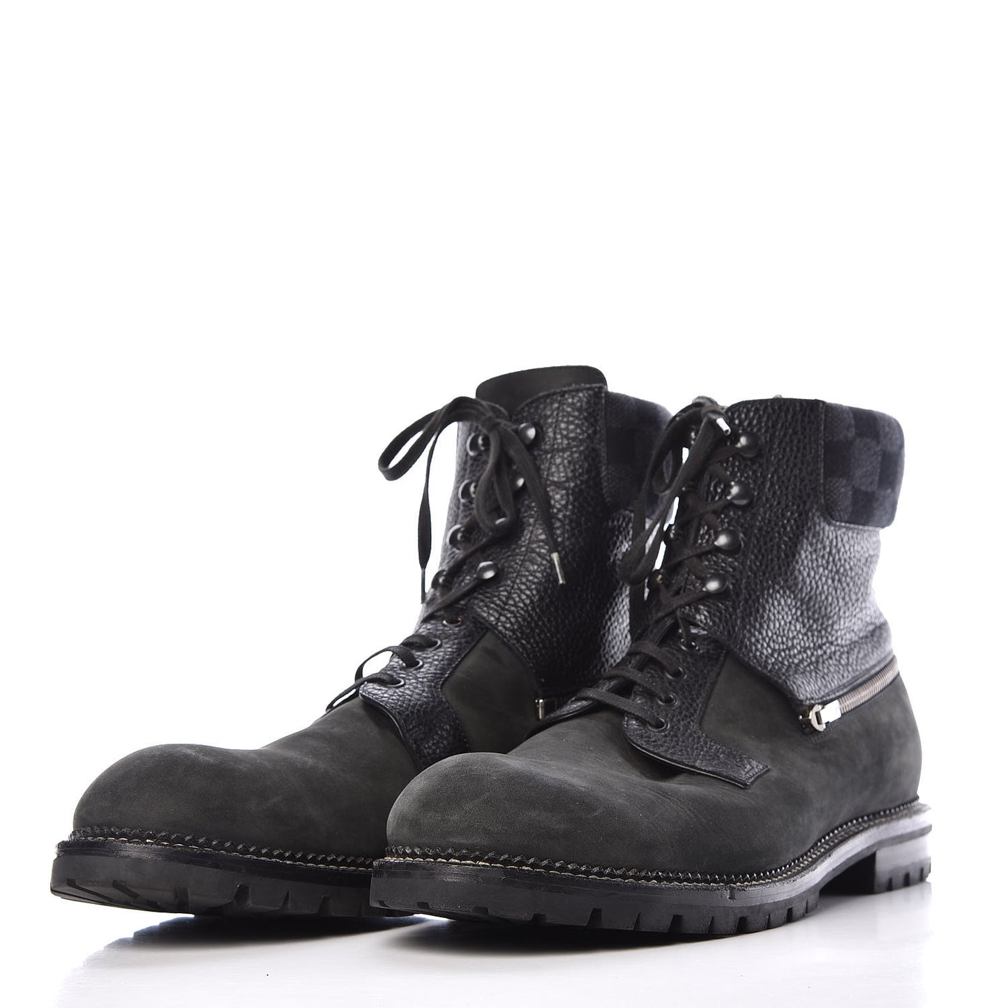 Damier Ebene Nubuck Mens Tibet Combat Ankle Boots 11 Black
