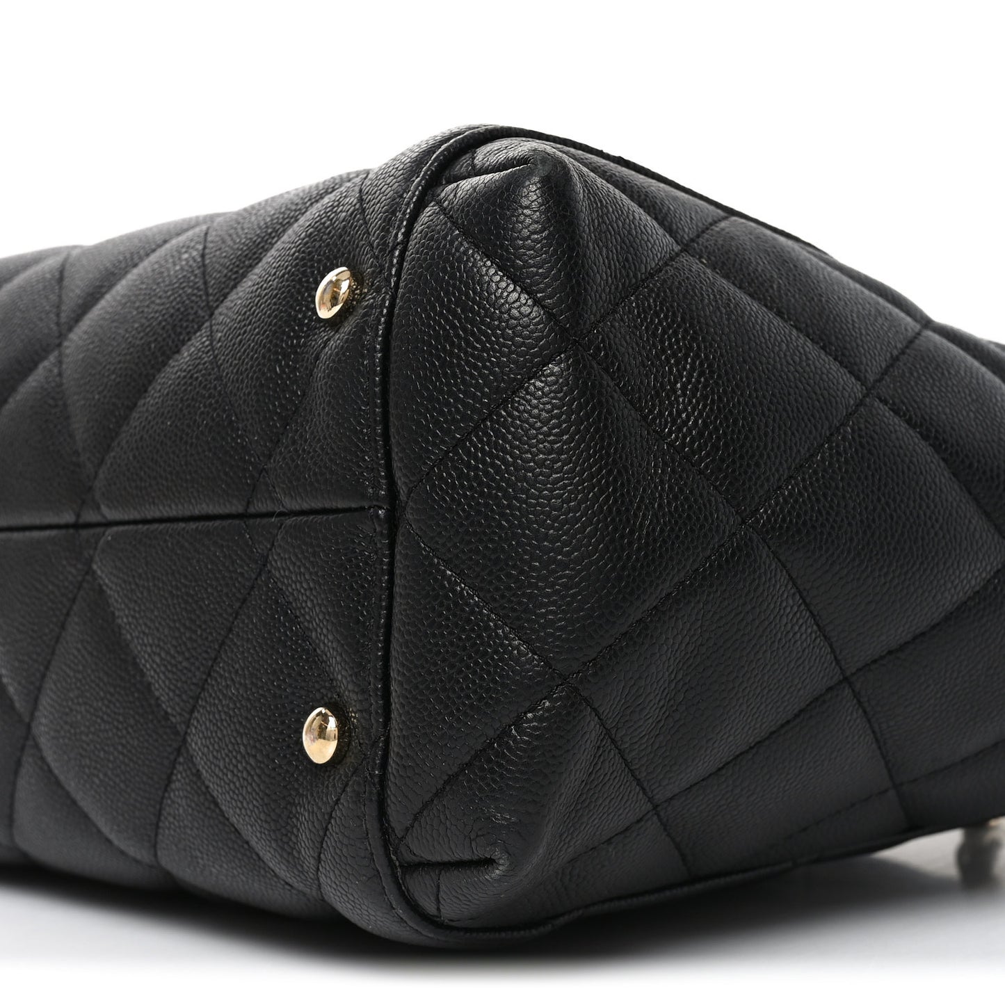 Caviar Quilted Small Shopping Tote Black