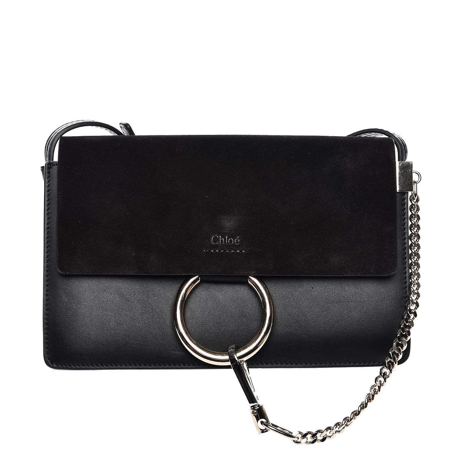 Chloe Suede Calfskin Small Faye Shoulder Bag Black 1 of 10