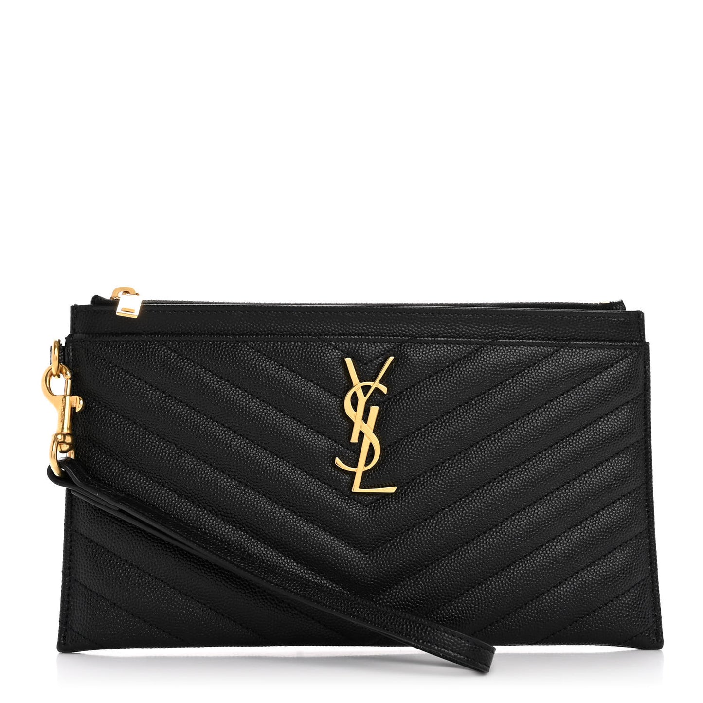 Grain De Poudre Chevron Monogram Large Bill Pouch Black