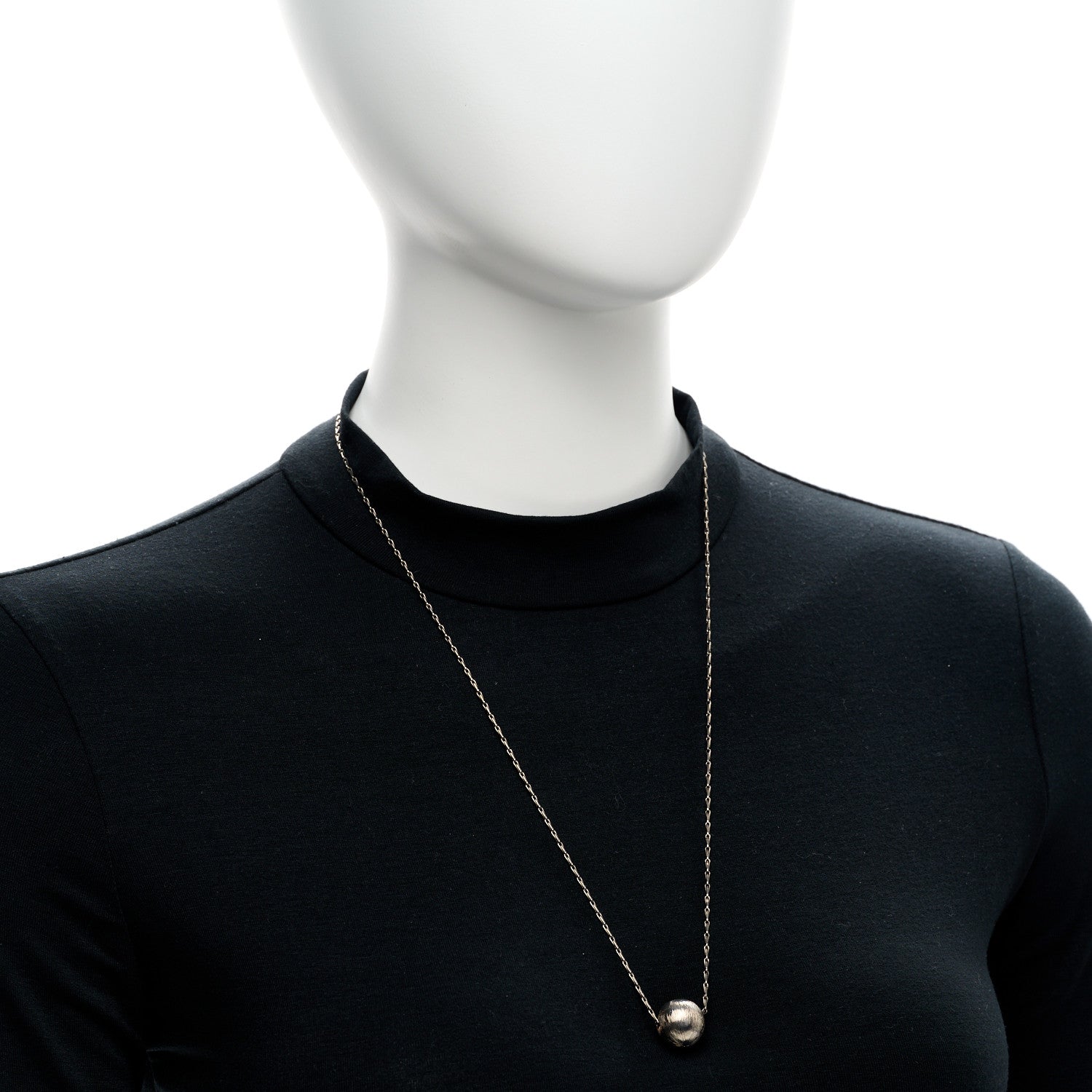 Saint Laurent Metal Textured Ball Chain Link Necklace Silver 2 of 6