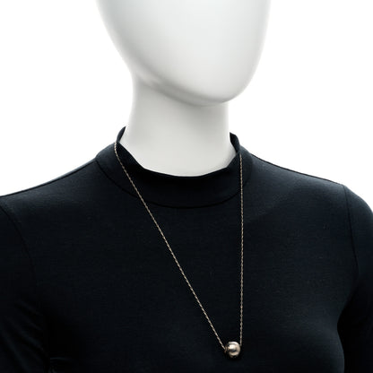 Saint Laurent Metal Textured Ball Chain Link Necklace Silver 2 of 6