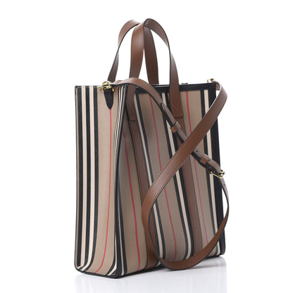 Burberry E-Canvas Stripe Small Portrait Tote Bag Brown 2 of 9