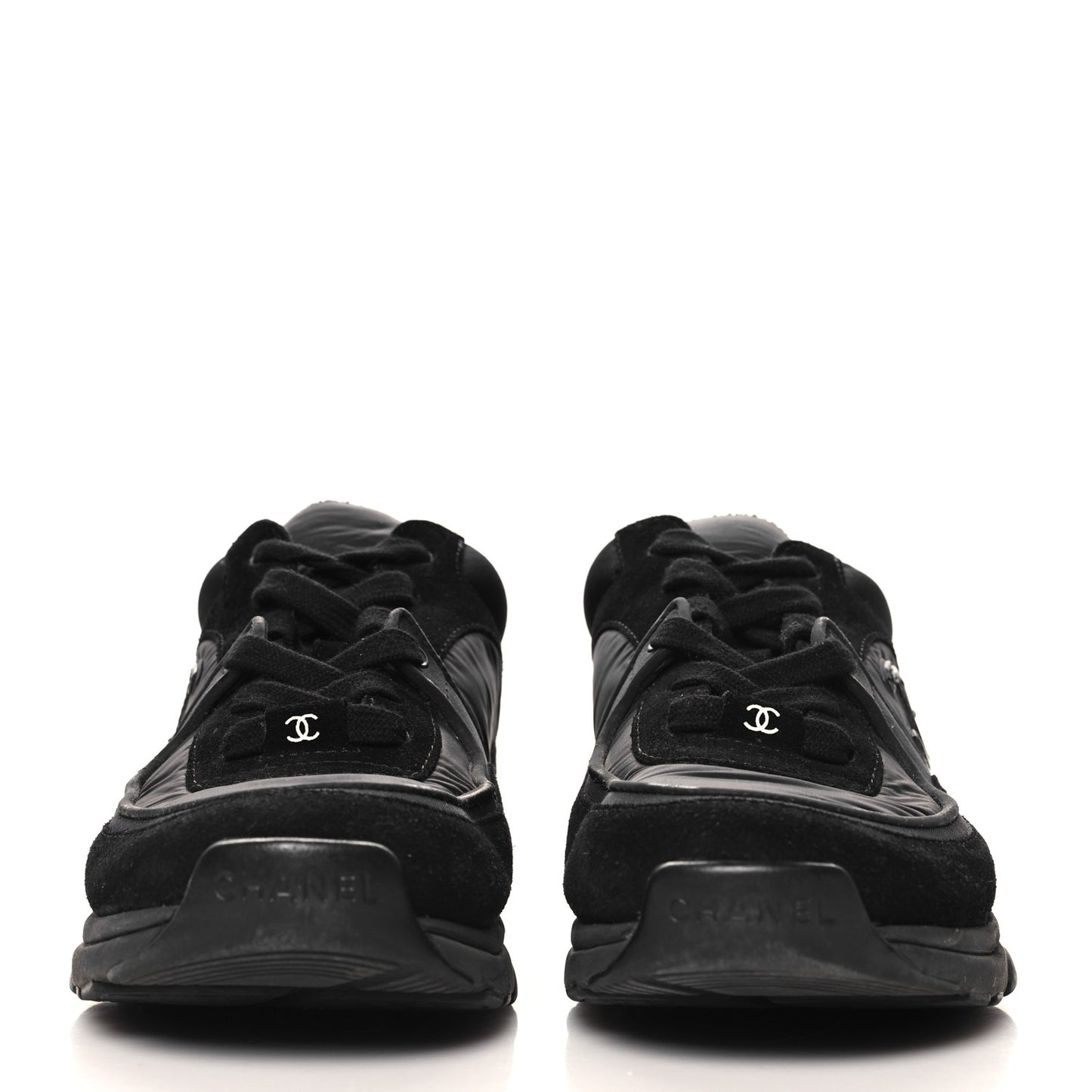 Fabric Calfskin Suede CC Sneakers 37 Black