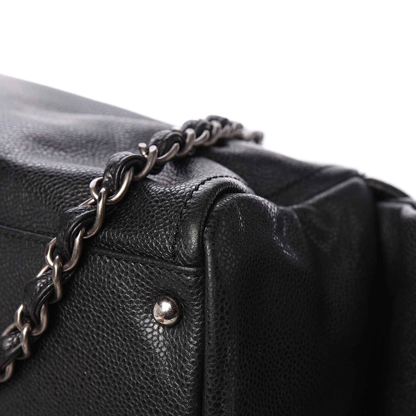 Glazed Caviar Quilted Mademoiselle Bowling Bag Black