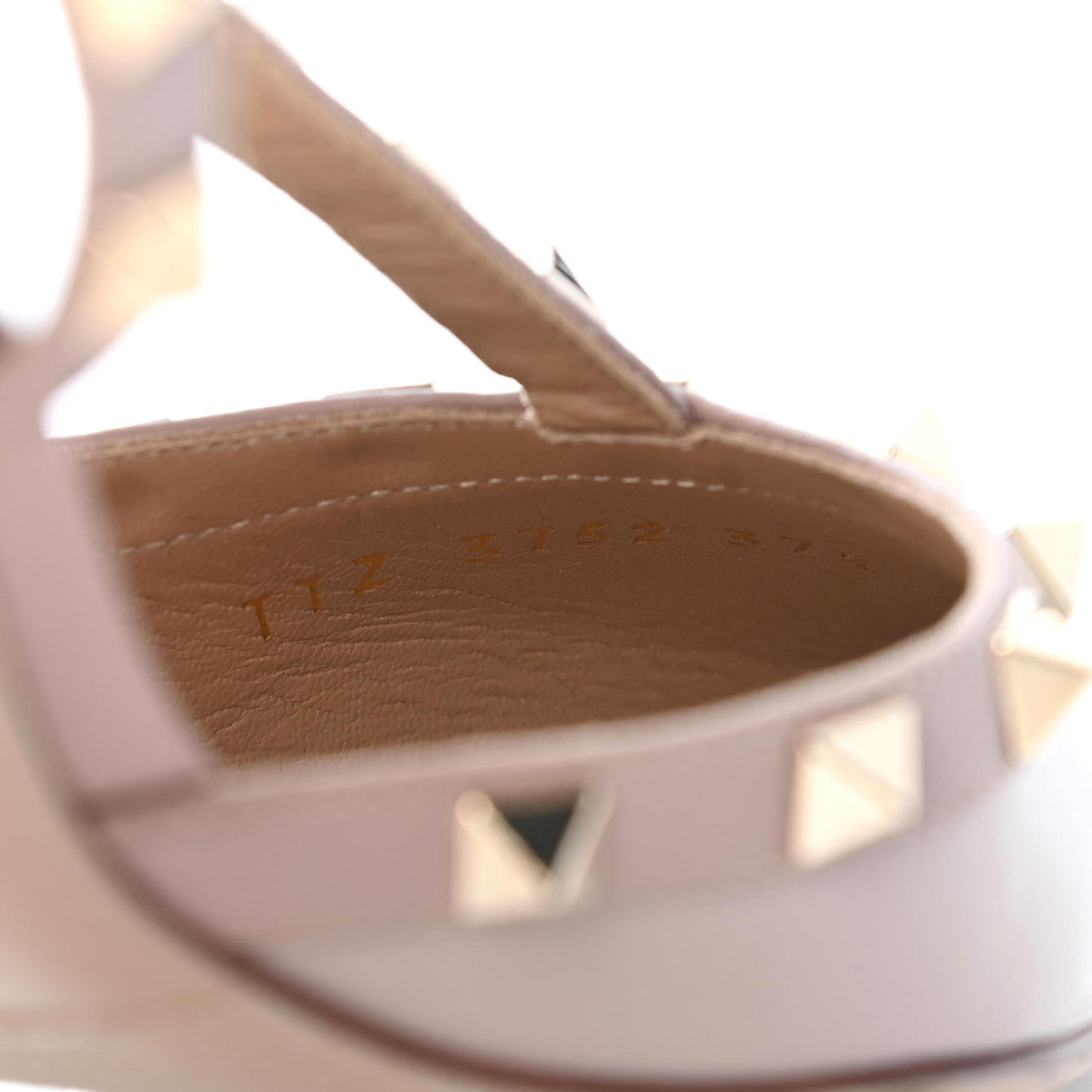 Patent Nappa Rockstud Ankle Strap 65mm Pumps 37.5 Poudre