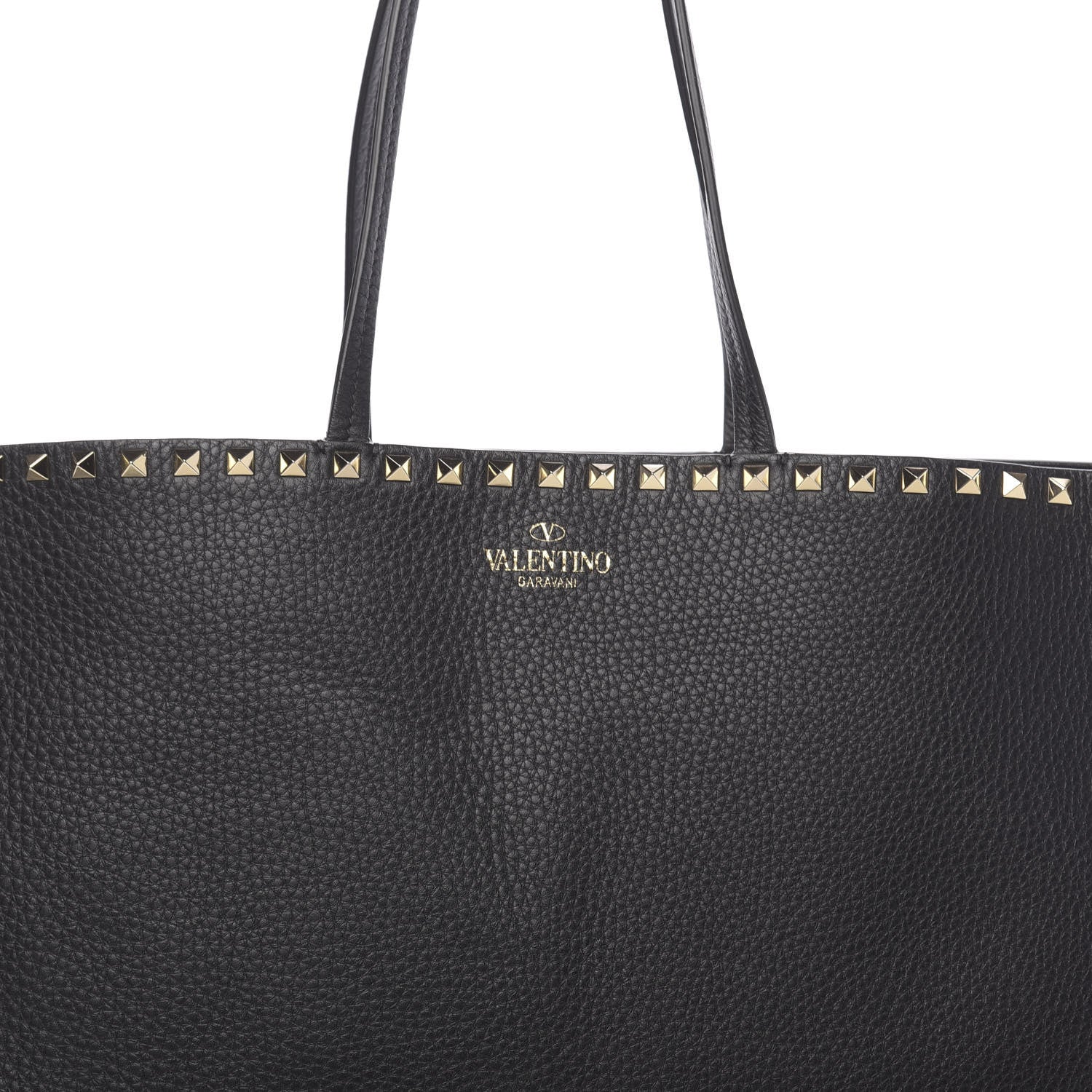 Valentino Garavani Grained Calfskin Rockstud Shoulder Tote Black 10 of 10