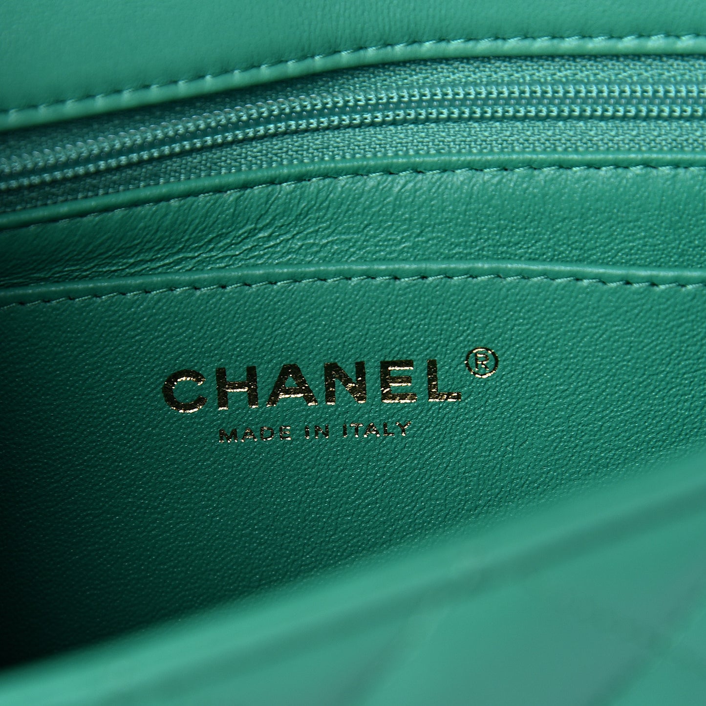 Lambskin Quilted Mini Rectangular Flap Green