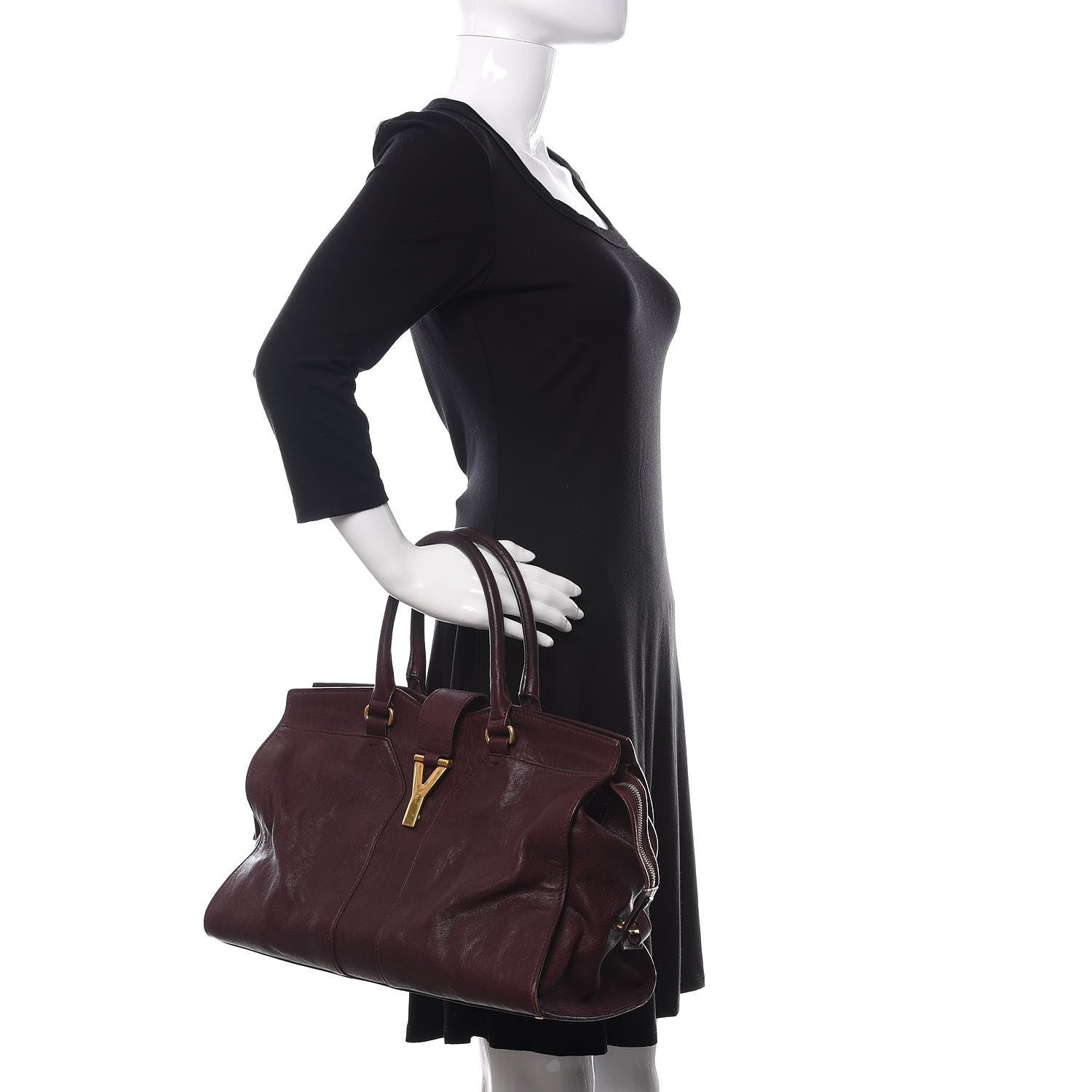 Saint Laurent Sheepskin Medium Cabas ChYc Plum 2 of 20