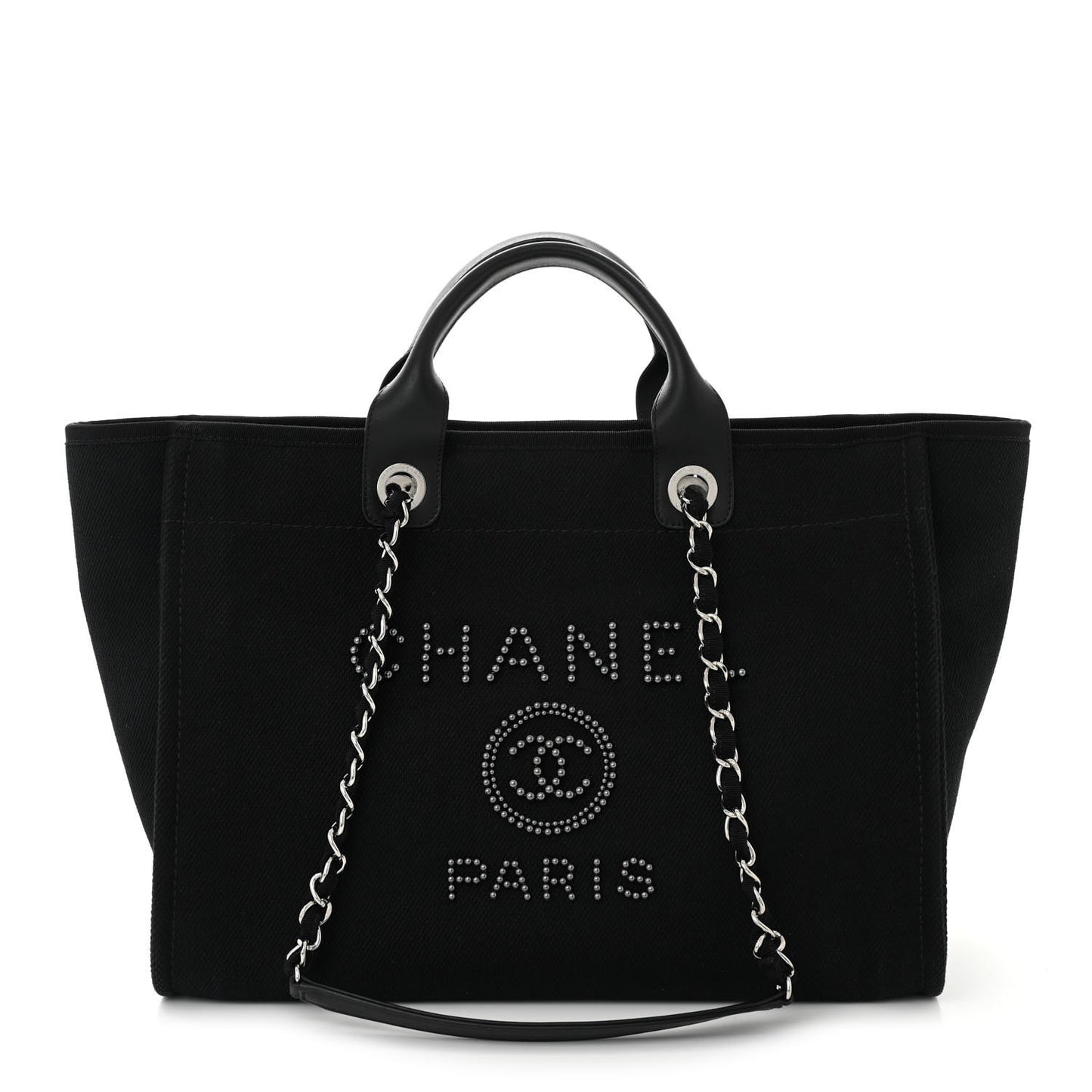 Canvas Pearl Medium Deauville Tote Black