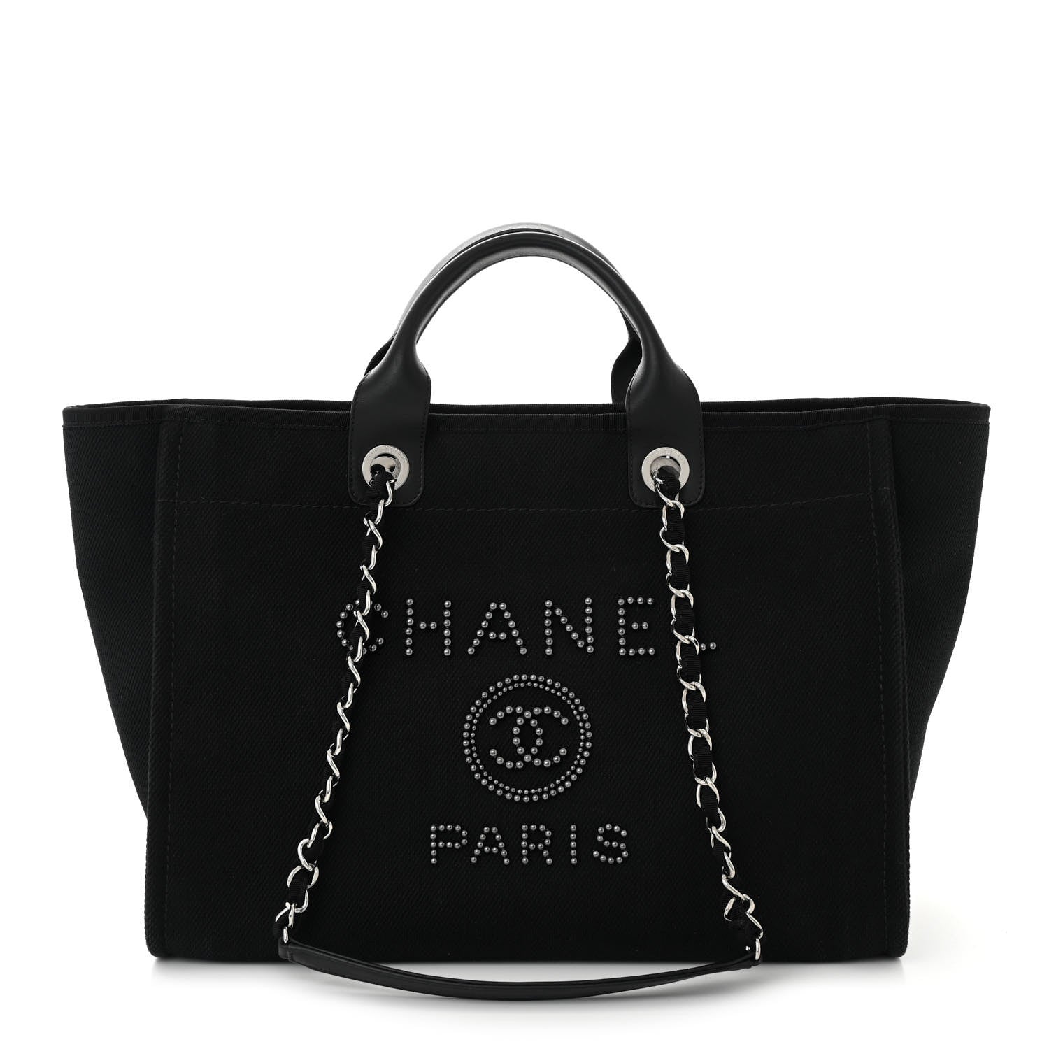 Chanel Canvas Pearl Medium Deauville Tote Black 1 of 10