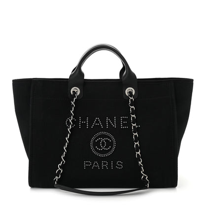 Chanel Canvas Pearl Medium Deauville Tote Black 1 of 10