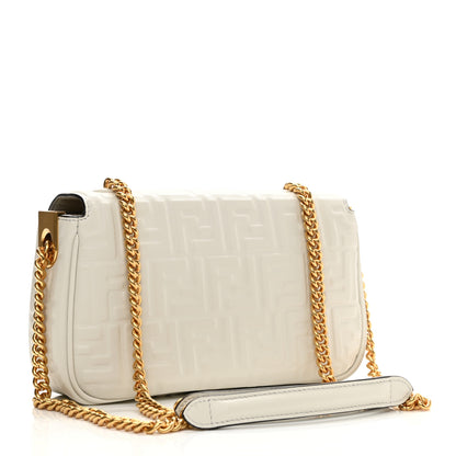 Fendi Nappa Small FF Embossed Midi Chain Baguette White 3 of 10