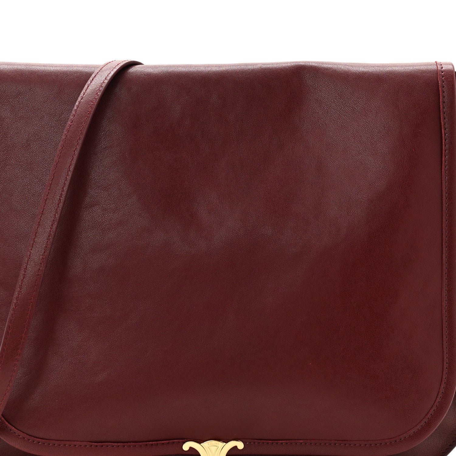 Celine Shiny Lambskin Soft Triomphe Besace Bag Syrah 7 of 10