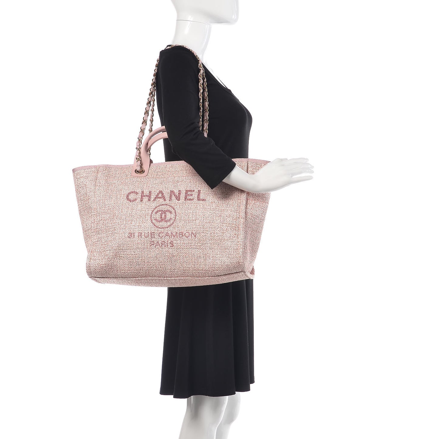 Straw Lurex Large Deauville Tote Pink